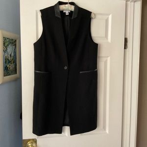 Calvin Klein Black vest with vegan leather accents on pockets/collar